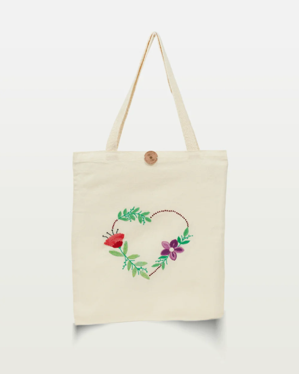 Bolsa Bordada à Mão Coração em Flores (Vermelha e Roxa)